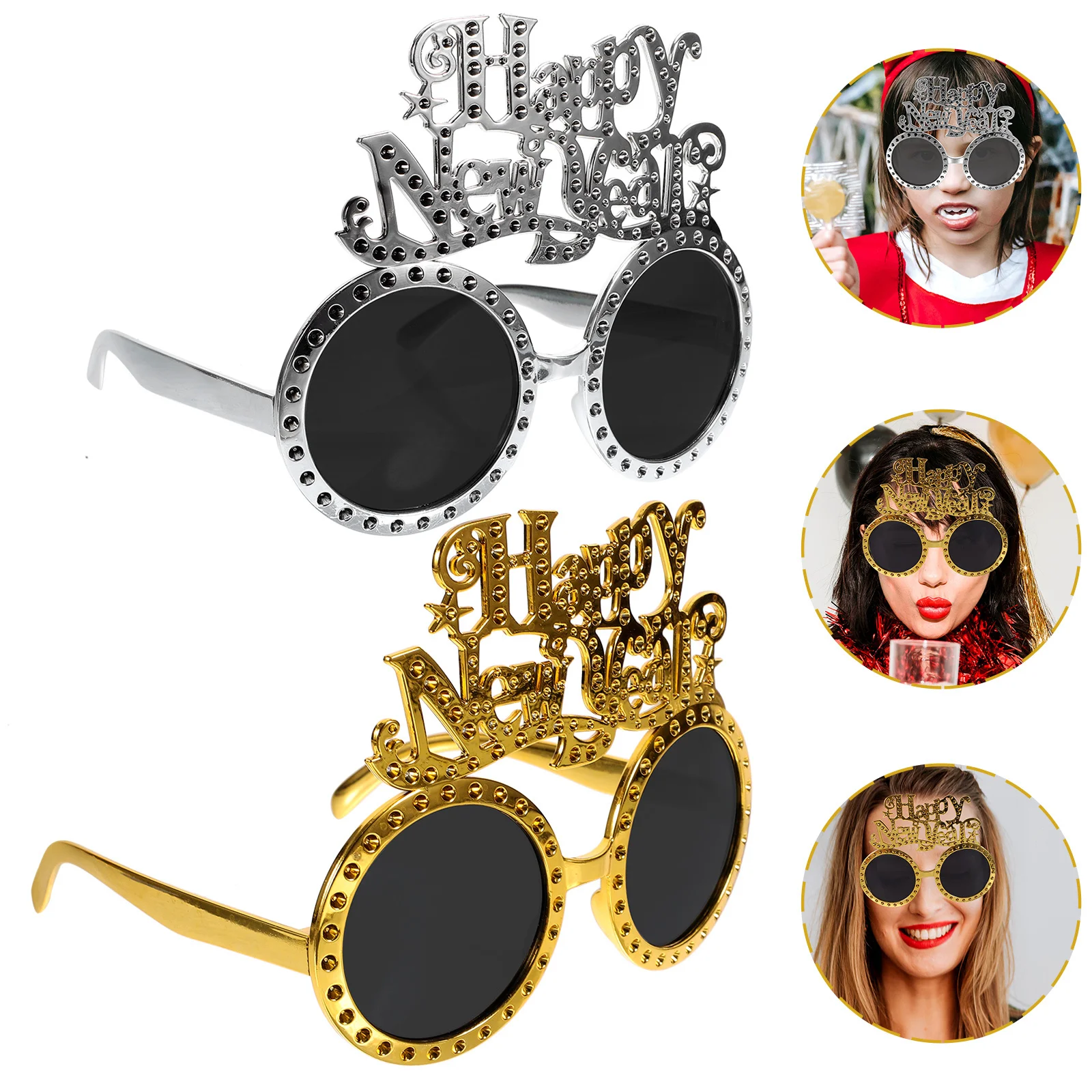 

2Pcs Creative New Year Eyeglasses Party Props Costume Accessory Photo Props New Year Party Supplies Funny Dancing Glasses