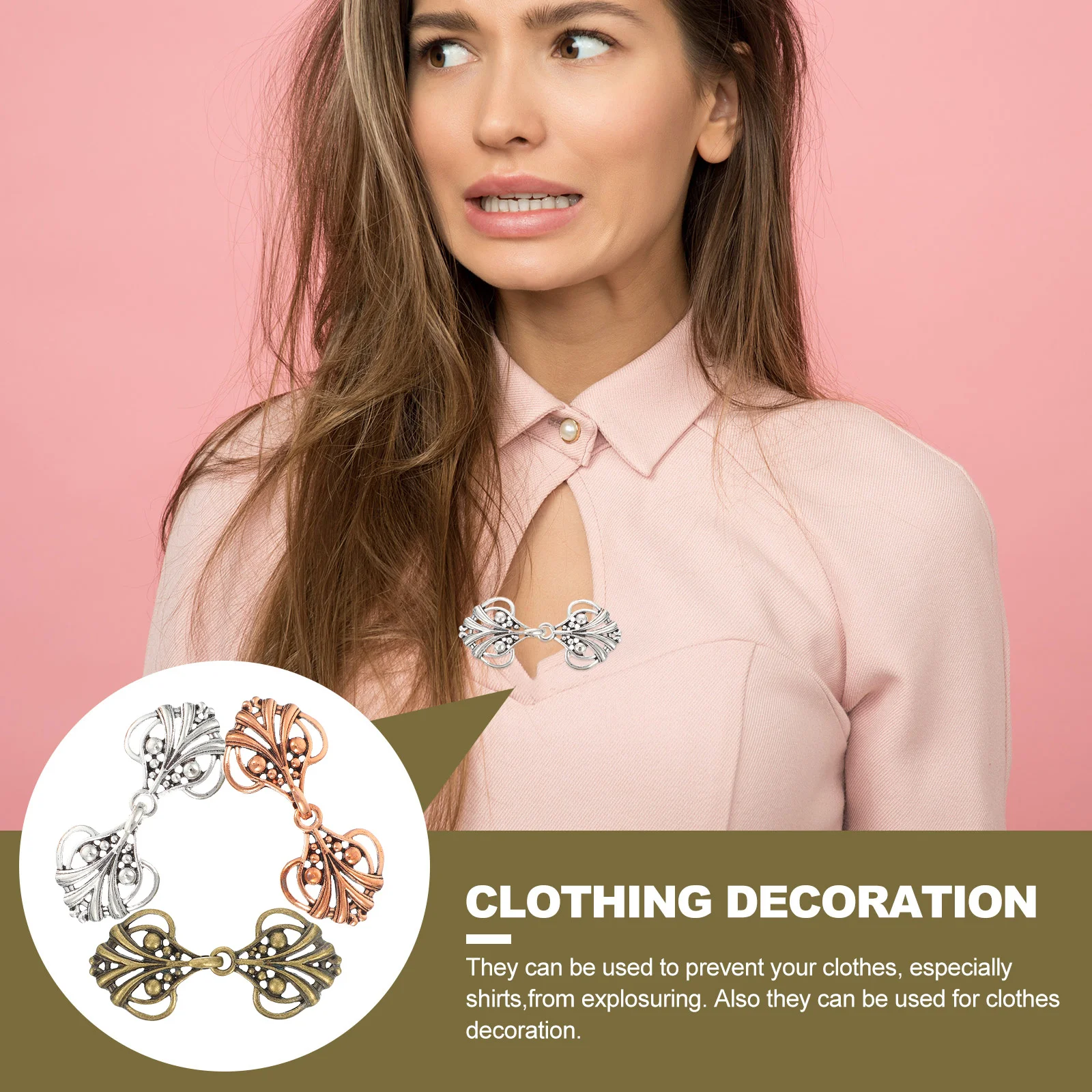 

3Pairs Vintage Fasteners Graceful Zinc Alloy Clothes Decoration for Formal Casual Occasions Gift Idea