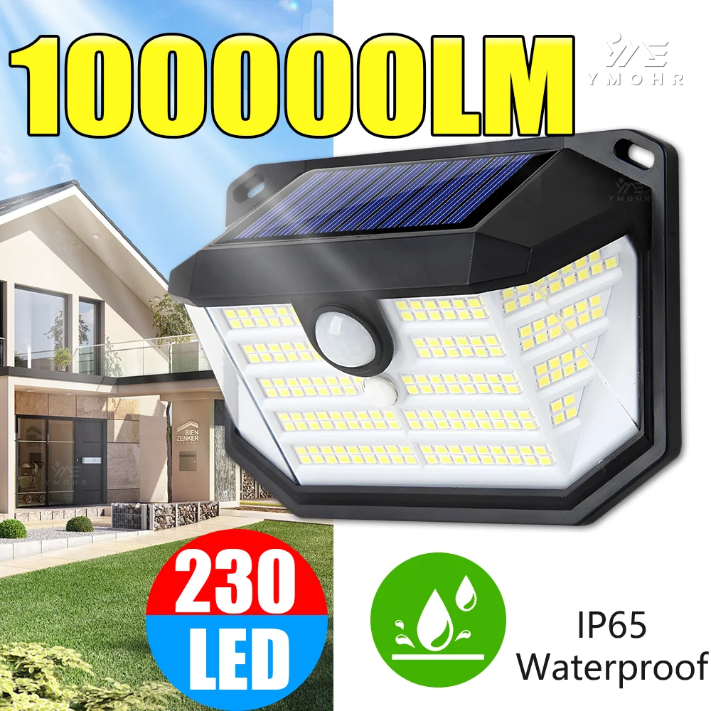 

2026 Новый светодиодный солнечный светильник для украшения сада на открытом воздухе, настенный светильник с 4-режимным датчиком движения, солнечный свет IP65, водонепроницаемый для двери двора