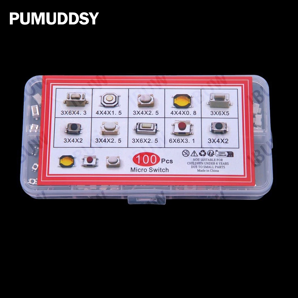 10Values 4*4 3*6 Small Buttons ​​Car Remote Control Button Switch Pack,  4*4 3*6 Small Buttons Surface Mount Tactile Switch Pack