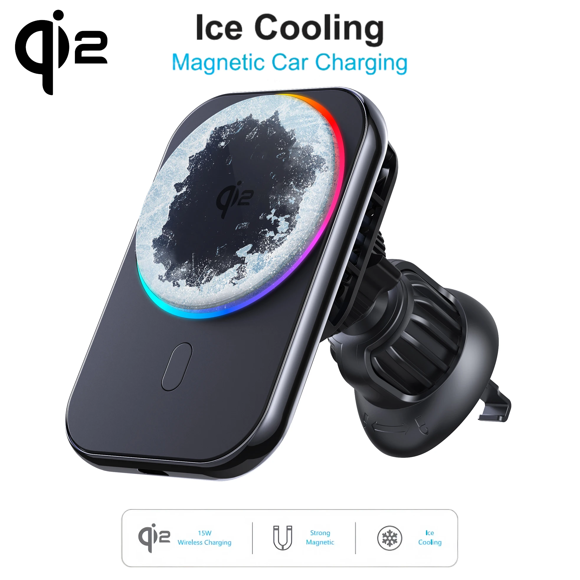 QI2 15W Magnetic Car Phone Holder Cooler Semiconductor Wireless Charger Stand For iPhone 16 15 14 13 12 Pro Magsafe Car Charger