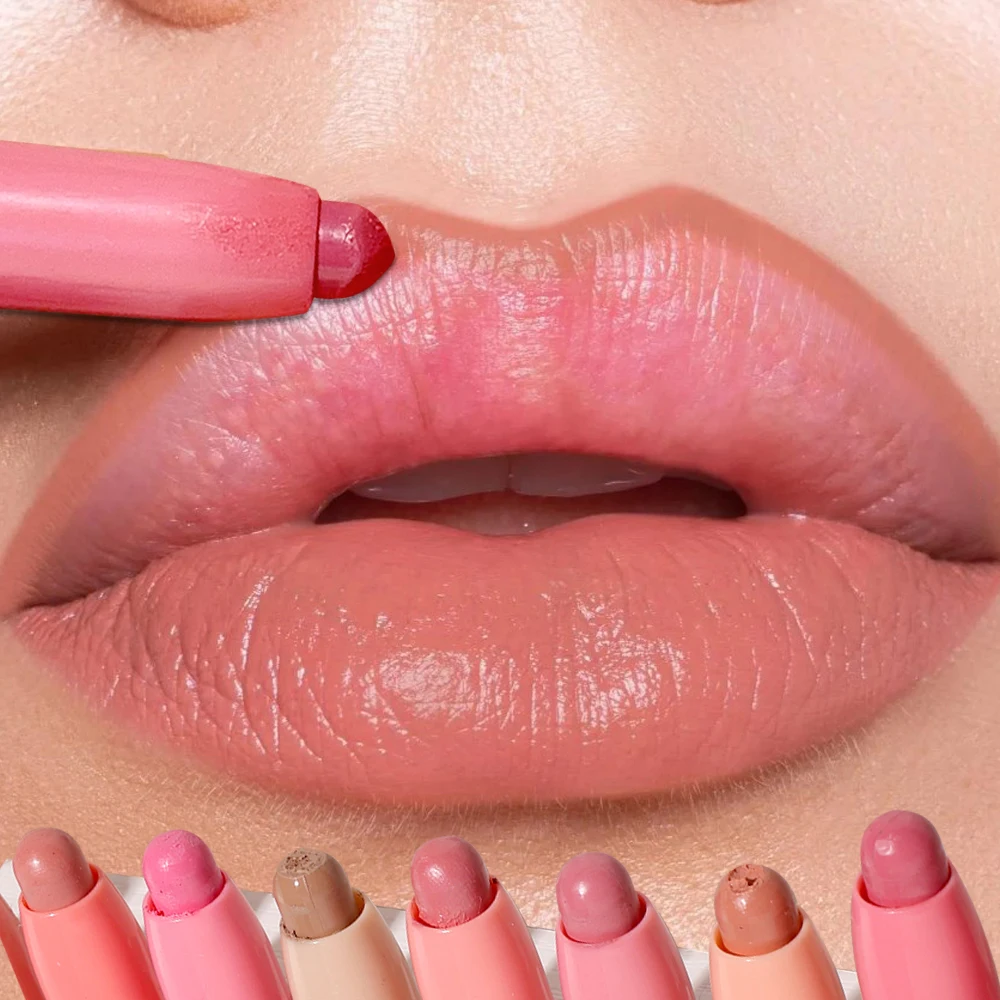 Lápiz Delineador de labios mate, tinte de contorno rojo de 10 colores, fácil de usar, taza antiadherente, lápiz labial duradero, maquillaje Natural encantador