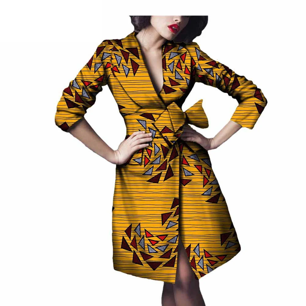 Designer African Women Boubou Ankara Print African Jacket Coat for Women Bazin Riche Cotton Long Sleeve Abaya Trench for Women 