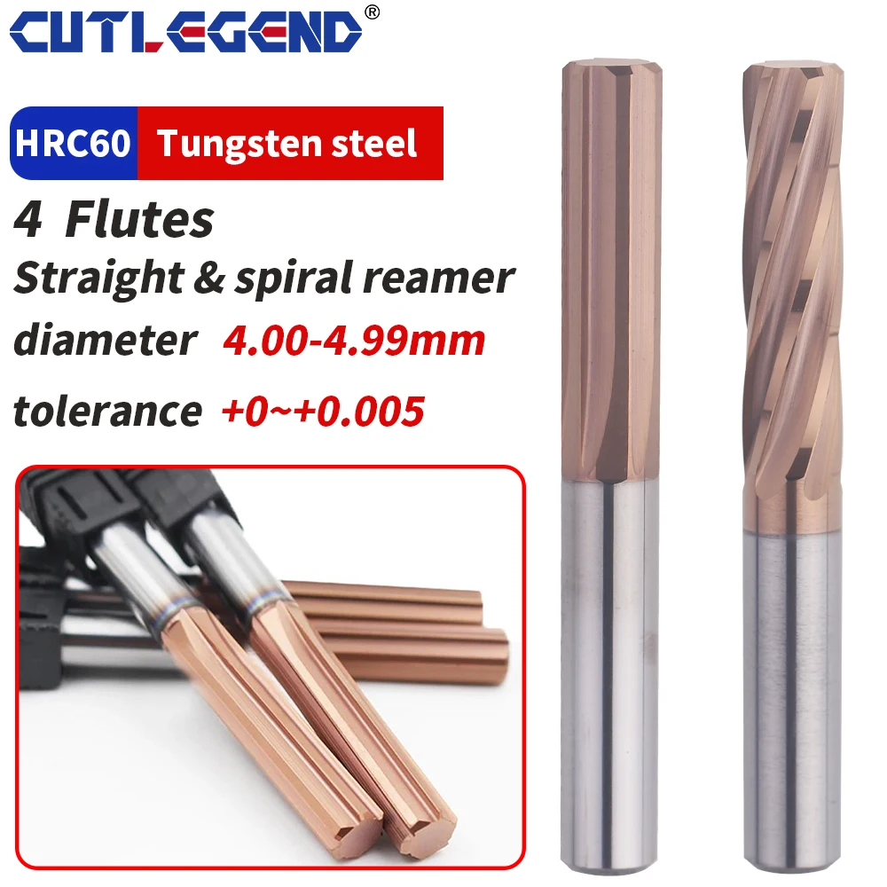 

Carbide Machine Reamer Spiral straight 4.01-4.09 4.41-4.49 4.51-4.59 4.91-4.99mm 4 Flute CNC Chucking Reamer Cutting Tools