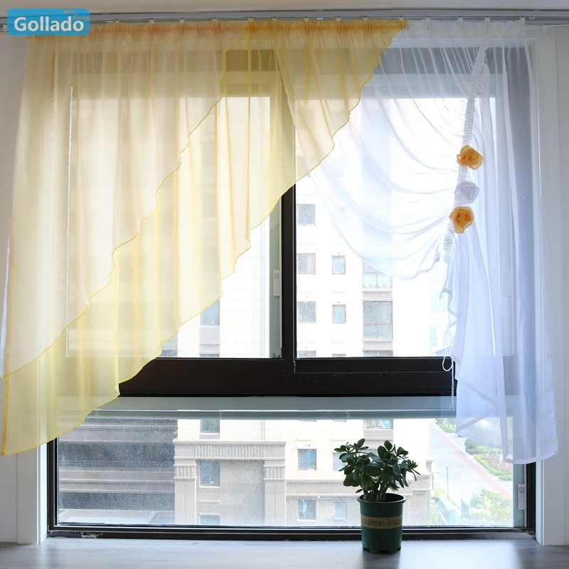 

GD228 Flowers Design Voile Kitchen Curtain Sheer Livingroom Balcony Window Curtain