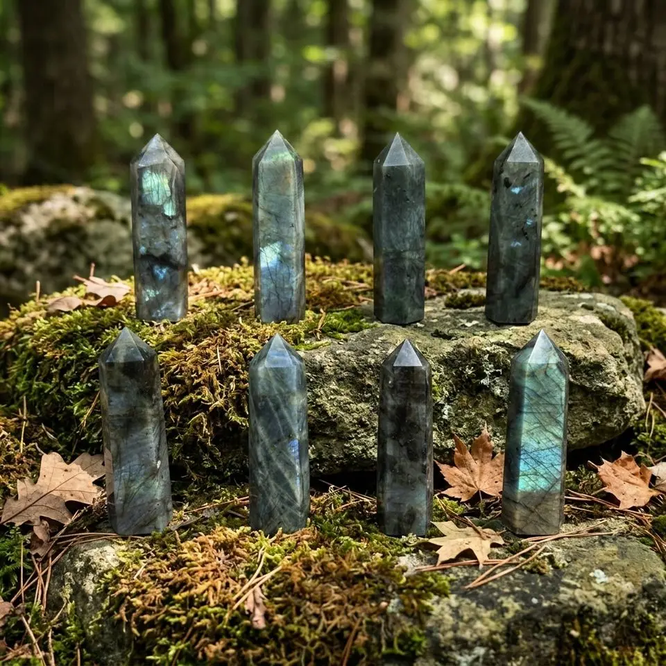 Natural Labradorite Tower Blue Gold Flash Hand Polished  Home Decor and Meditation Unique Energy StoneGift