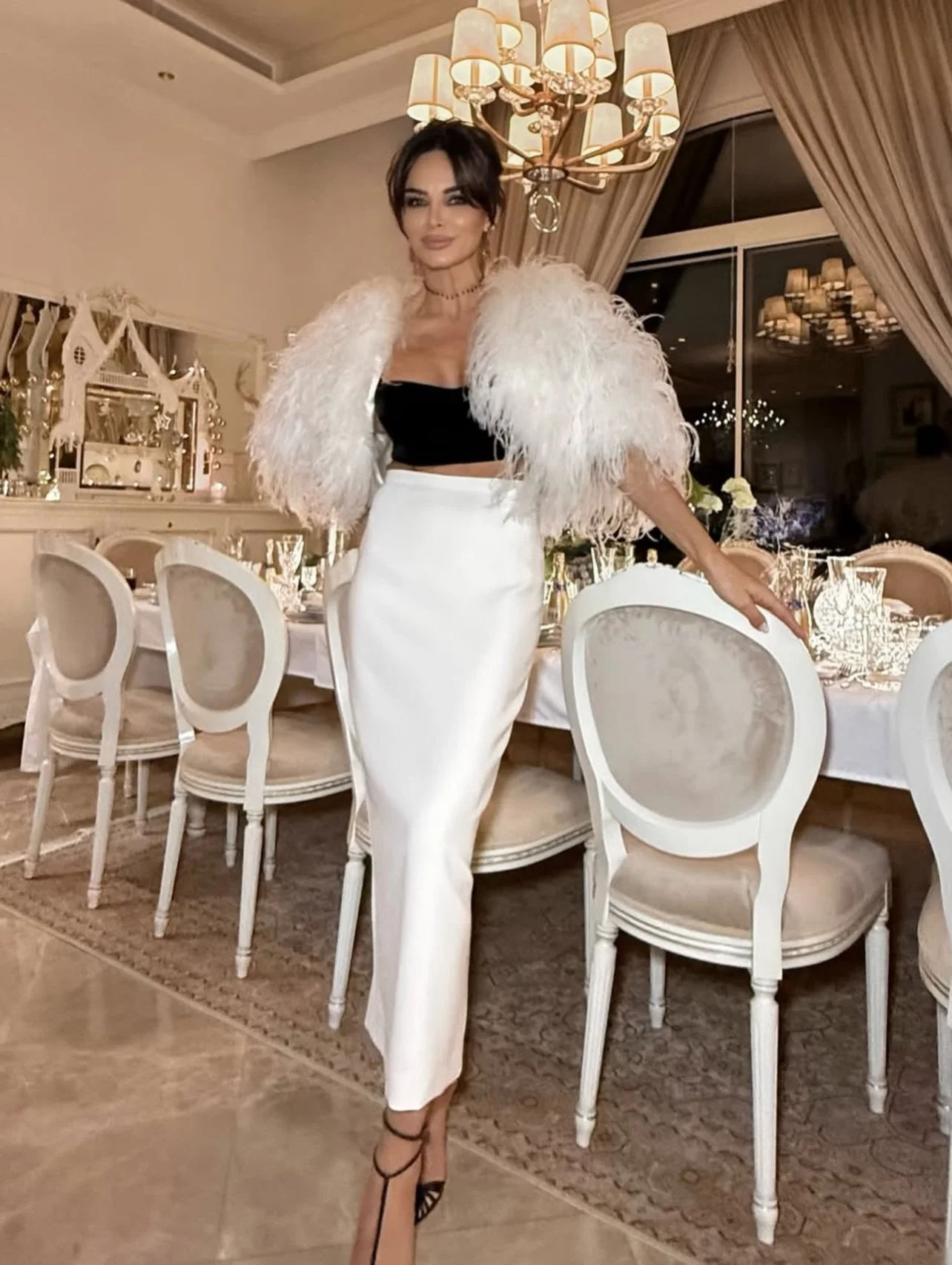 Luxury White Satin High Waist Pencil Skirt – Elegant Midi Length Women’s Formal Birthday Party Skirt Formal Event Custom Made