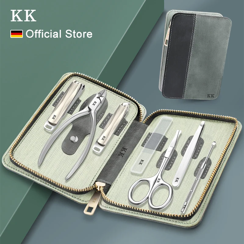 KK 7in1 Manicure Tools Nail Clippers Set Professional Stainless Steel Nail Cutter Pliers Scissors Kit Pedicure Hand Foot Care