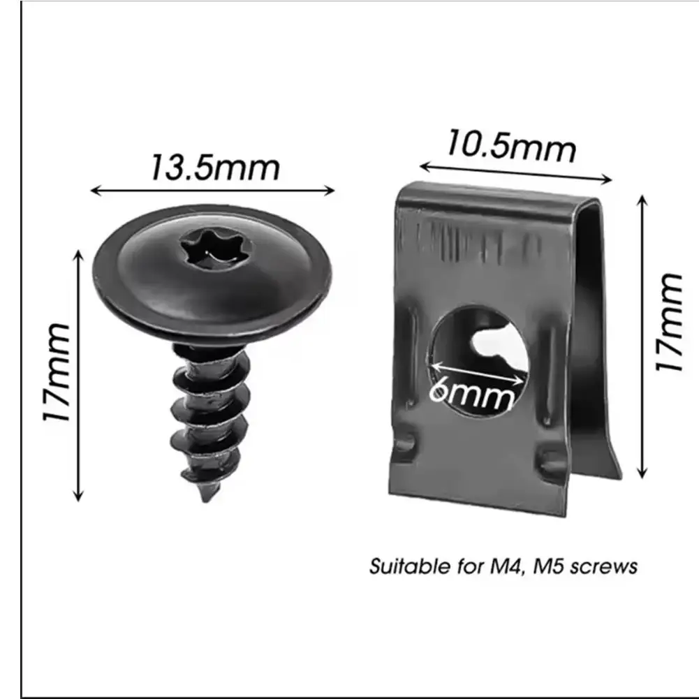 10 Stück/Set U-förmige Metallklammern mit Schrauben für Auto und Motorrad, rostfreies Gewindeschneid-Befestigungs-Sortiment-Set, Befestigungsabstandshalter