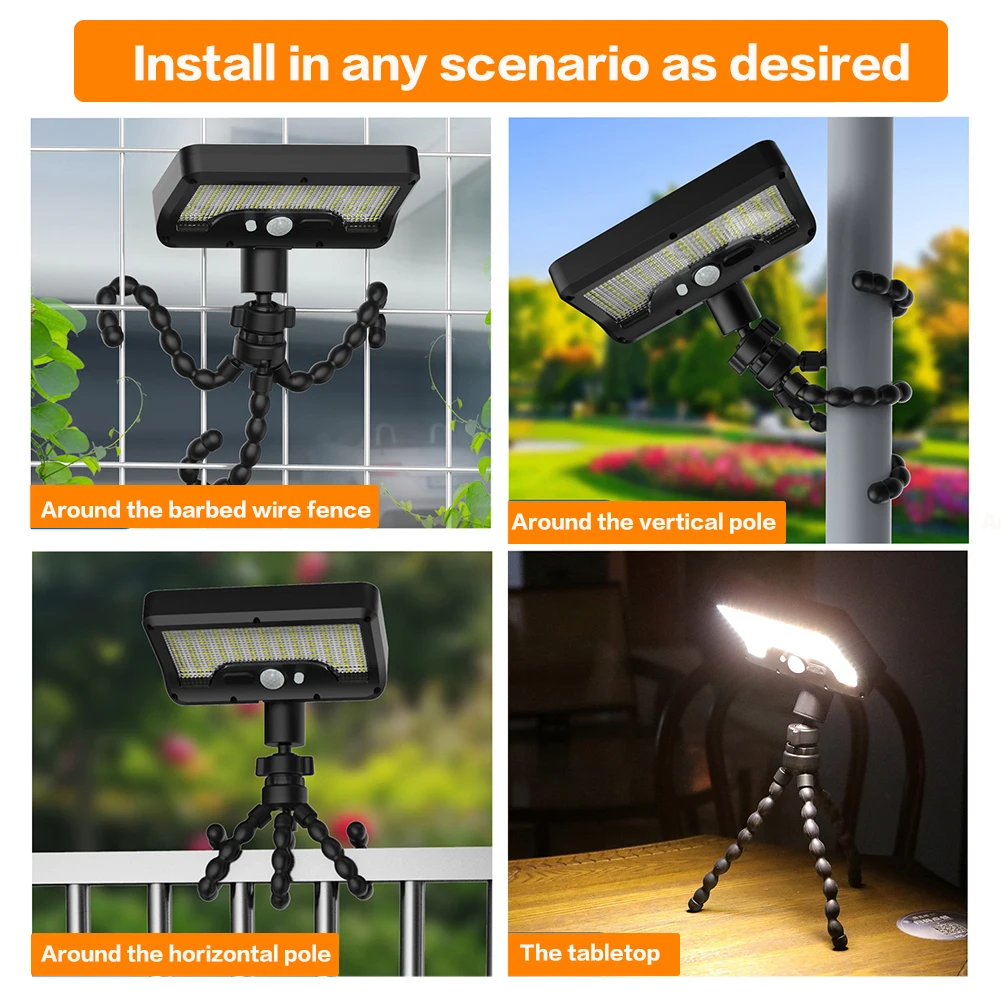 Solar Wall Light Solar Fence Light Auto On/Off Motion Sensor Outside Yard Lamp 3 Modes Security Porch Light for Garden Yard Path