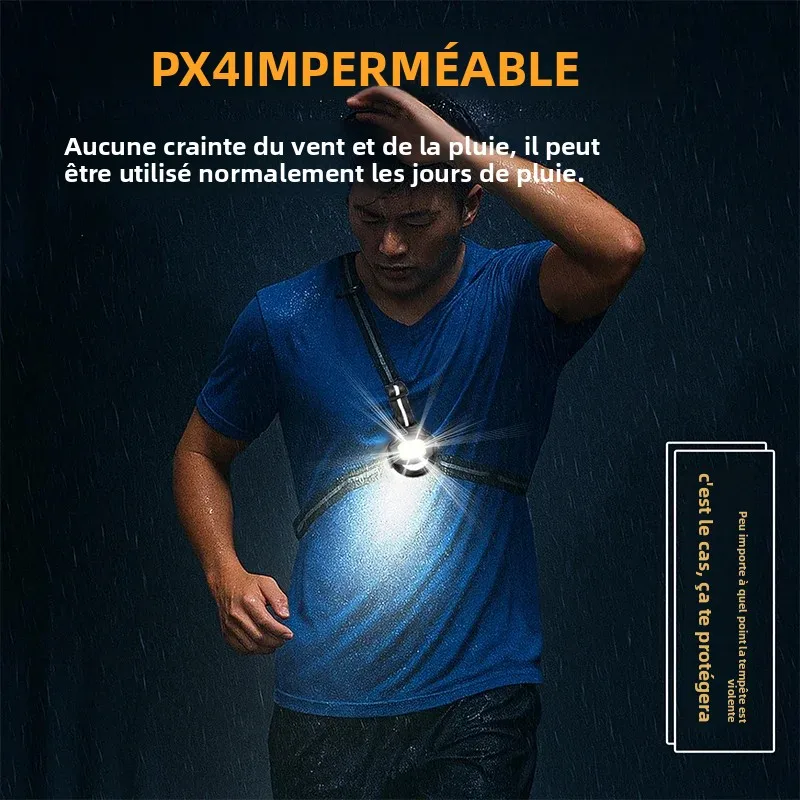 LED الصدر الأمامي متعدد مصابيح تحذير أحمر USB قابلة للشحن ليلة تشغيل ضوء مثلث عاكس حزام الضوء الخلفي على ظهره الخفيفة #4