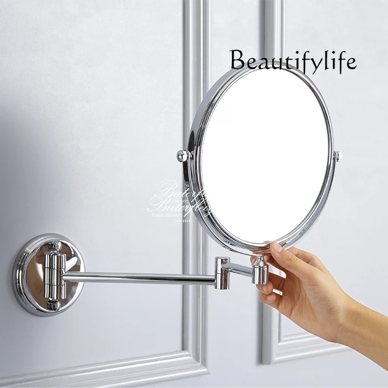 

New 6-inch bathroom pure copper beauty mirror folding telescopic hanging mirror washstand dressing table face mirror