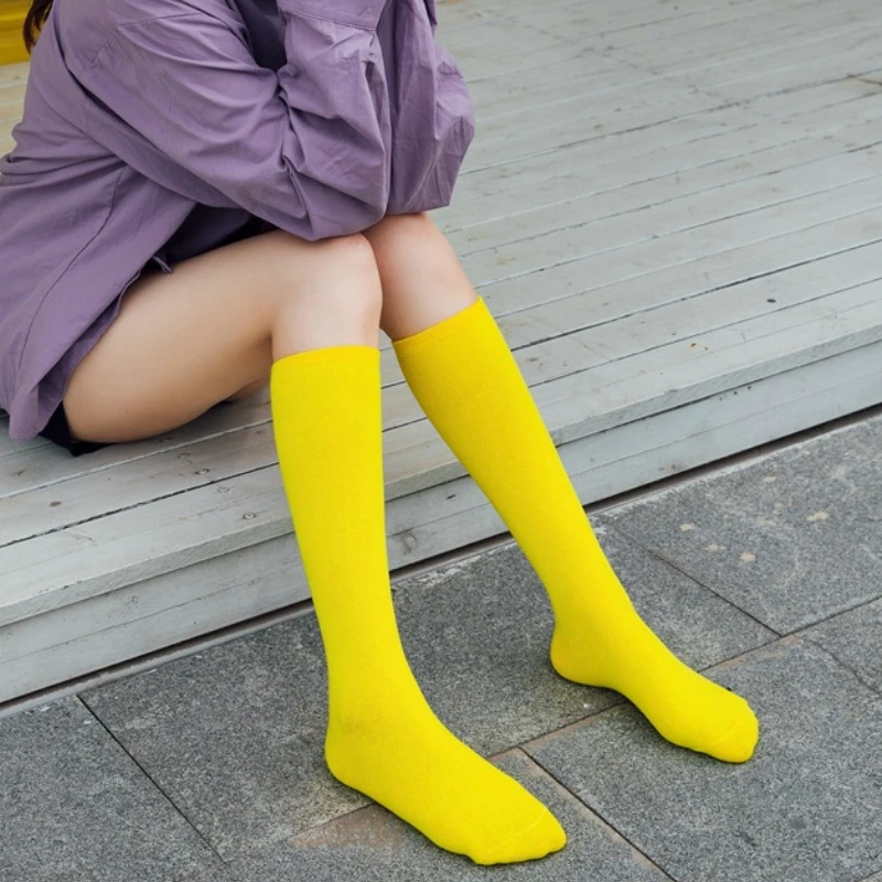 New Japanese Solid Color Calf Socks Candy Color Korean Student Long Tube Women's Socks Middle Tube Ladies Socks