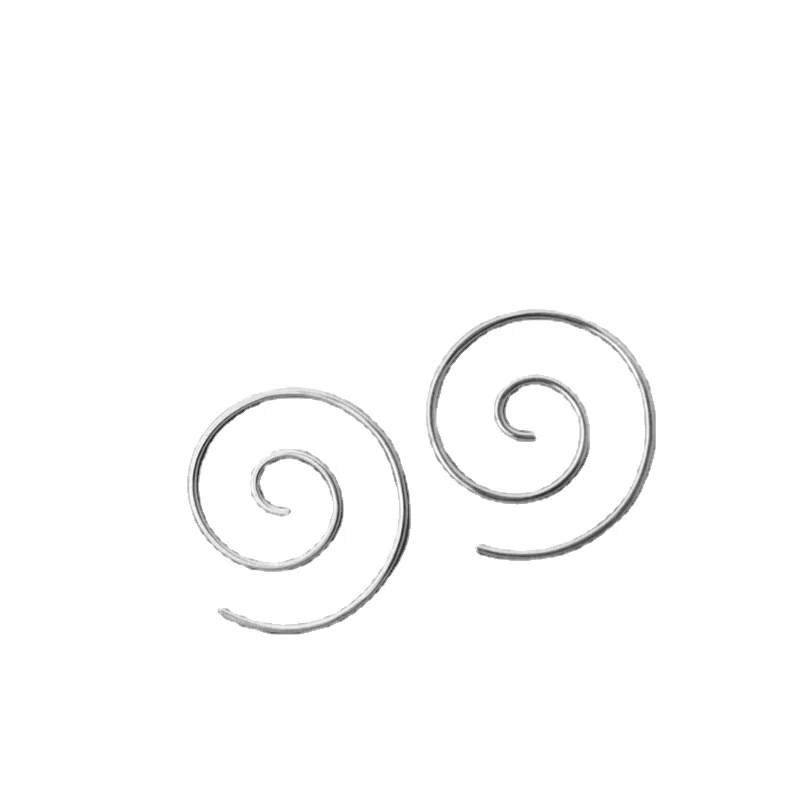 1PCS Metal Spiral Cable Pin Silver Color Earrings for Men and Women Personalized Fashion Festival Party Accessories