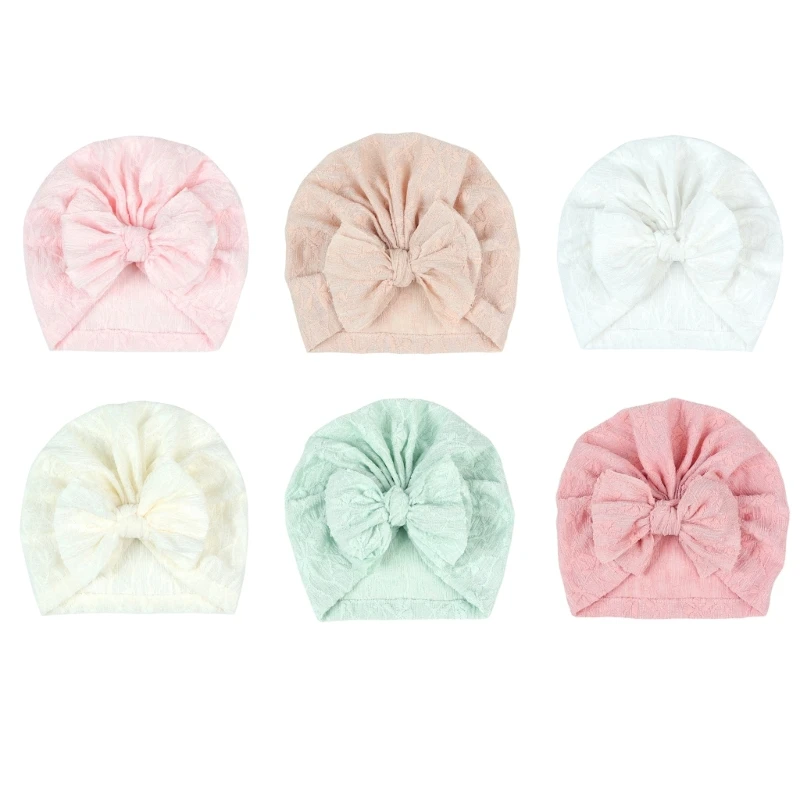 

Infants Bowknot Hat Soft & Breathable Baby Fetal Caps for Toddlers Trend Jacquard Turban Hat Fashion Headwear