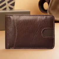 Carteras duraderas de cuero auténtico para hombre, monedero pequeño Retro corto Rfid, tarjetero, billetera plegable Simple, varios colores