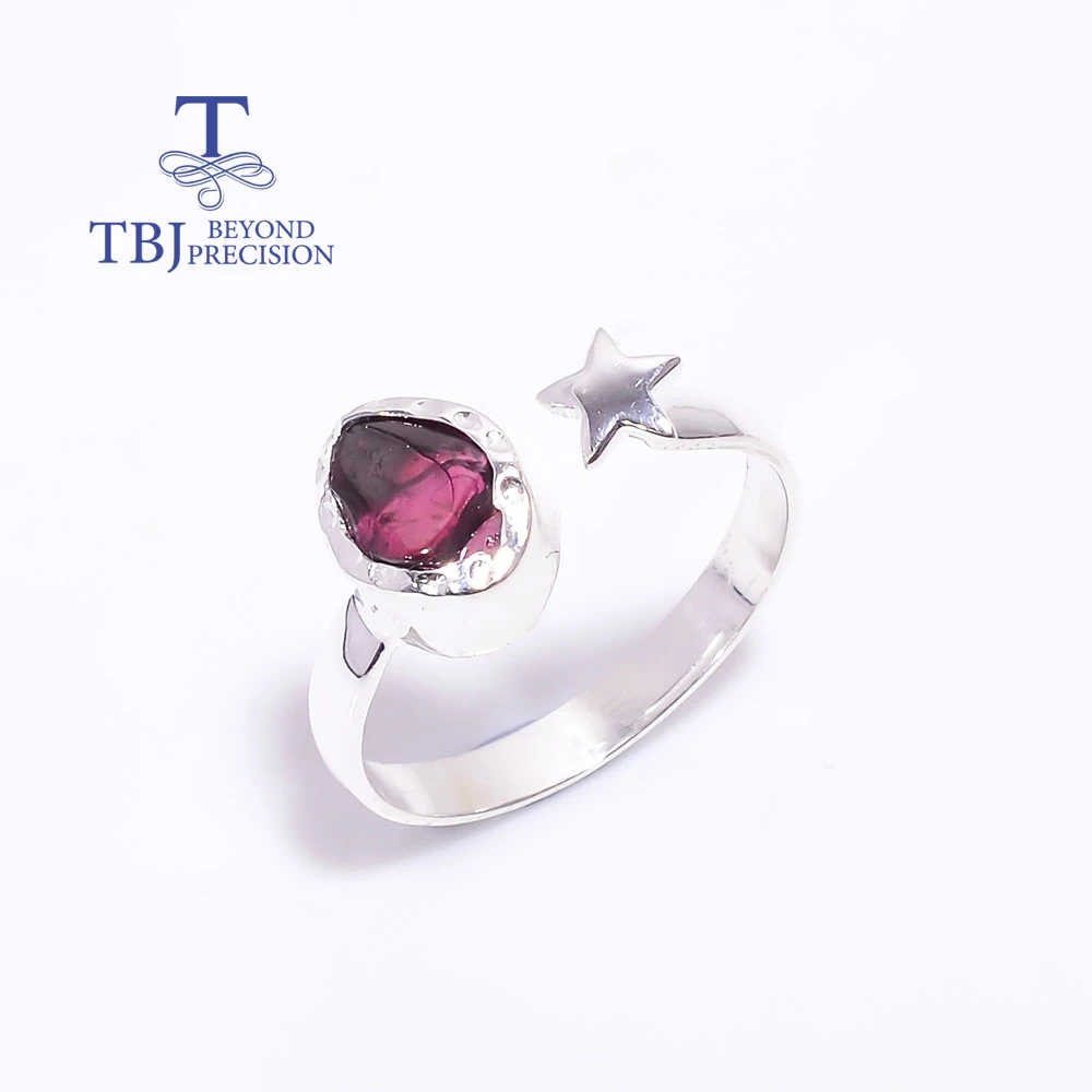 Handmade natural garnet rhodolite rough gemstone, simple daily 925 sterling silver lady ring