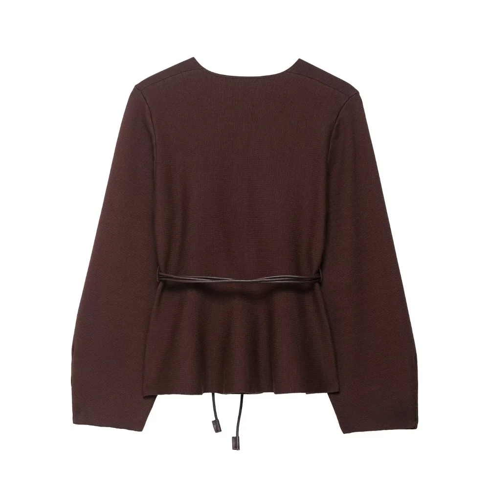 UNIZERA 2025, neue Damenbekleidung, elegantes, lässiges, modisches Design im europäischen und amerikanischen Stil mit Gürtel-Strickjacke