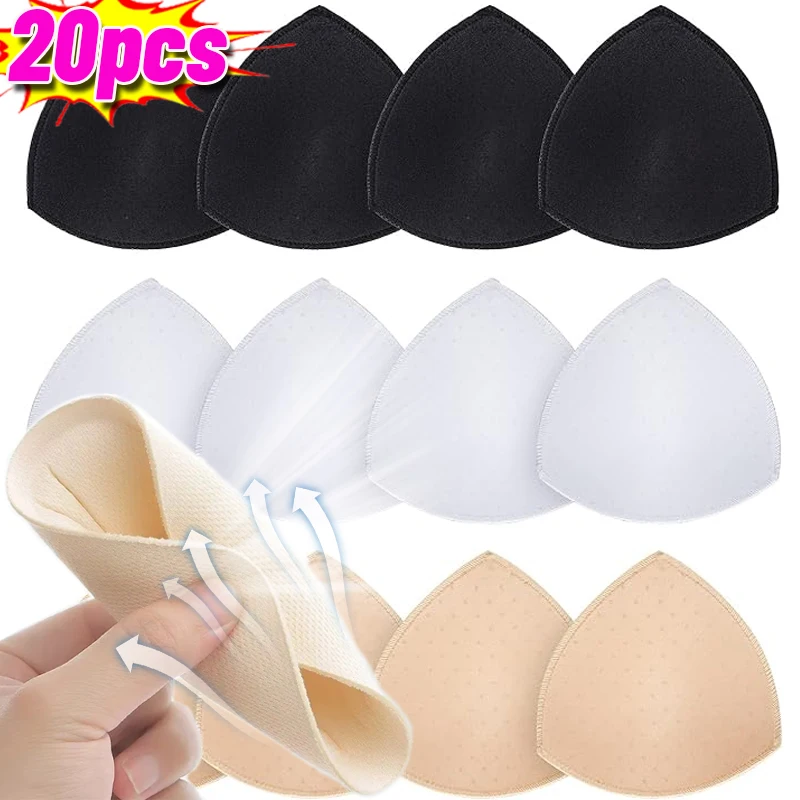 Cuscinetti per reggiseno in spugna triangolare rimovibile per donna Inserto morbido invisibile Costume da bagno Bikini Rinforzatori per il seno Cuscinetti per coppe per il petto Accessori