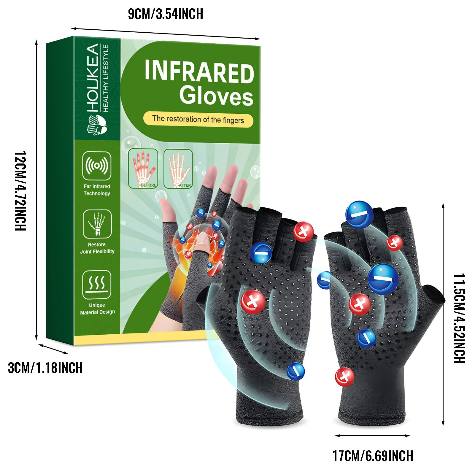Compression Arthritis Gloves Half Finger Joint Pain Relief Rheumatoid Effective Reduce Joint Swelling Hand Wrist Support
