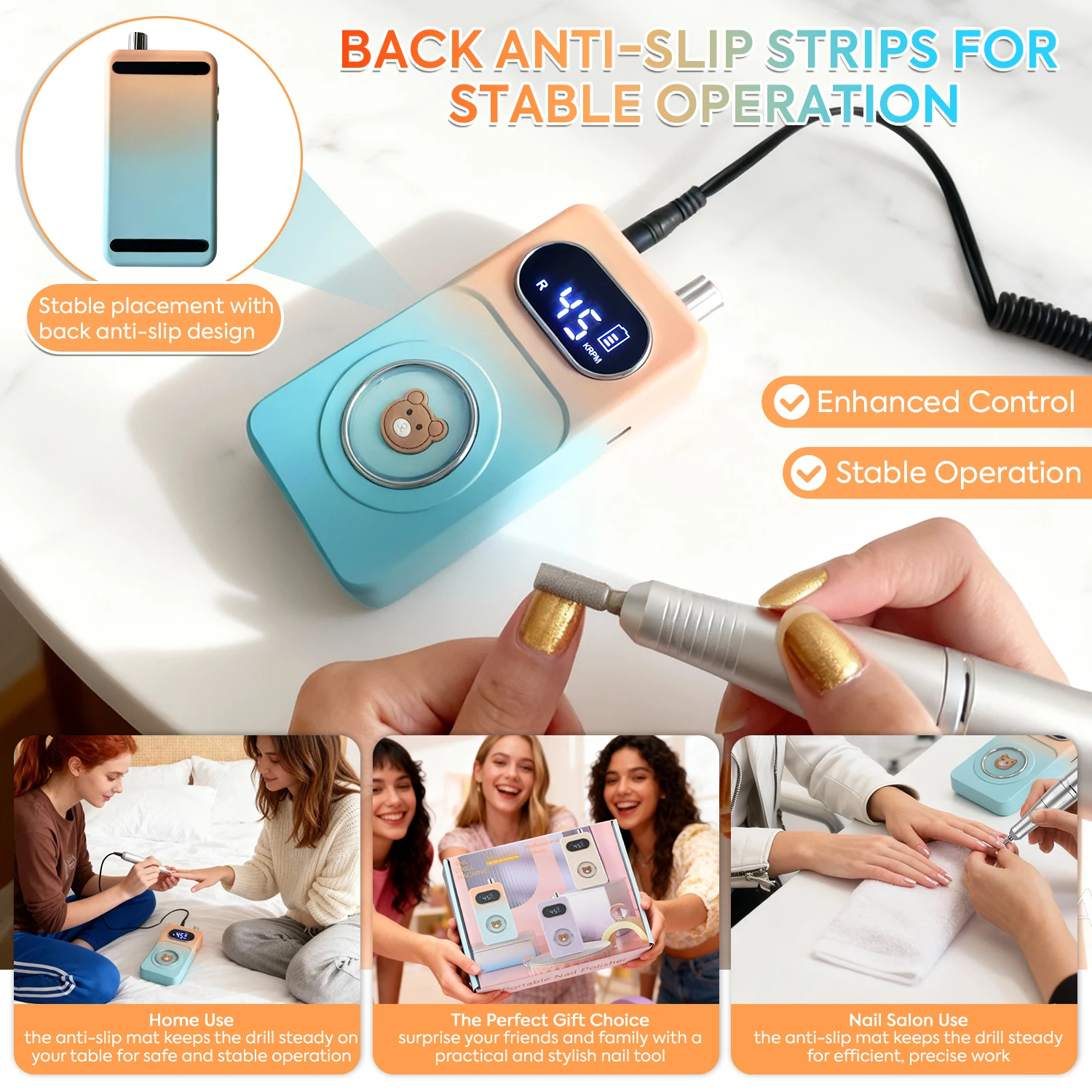 DianaBeauty 45000RPM الكهربائية مسمار الحفر آلة المهنية جيل للأظافر الملمع منخفضة الضوضاء قابلة للشحن ملفات الأظافر أدوات مانيكير