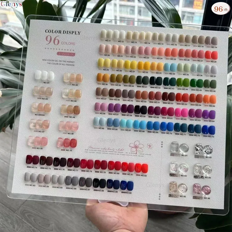 Glenys 96 pieces * 15ml nail polish glue full web popular immersion gel color matching card nail varnish set for nail salon