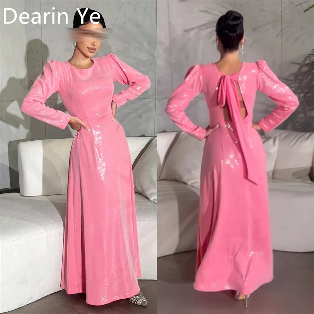 

Customized Evening Dress Dearin Scoop Neckline Column Ankle Length Skirts Vertically Bespoke Occasion Dresses Saudi Arabia Prom