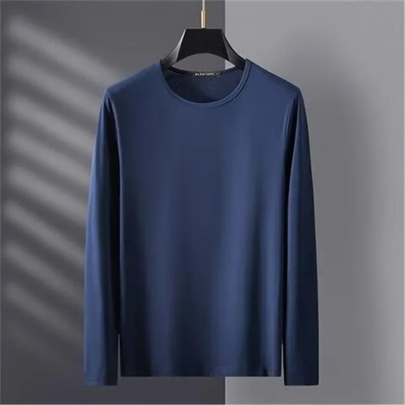 2024 الخريف الشتاء طويلة الأكمام تي شيرت الرجال الداخلية الدافئة أعلى قاعدة طبقة الجولة الرقبة حجم كبير الجسم تي شيرت الملابس العليا