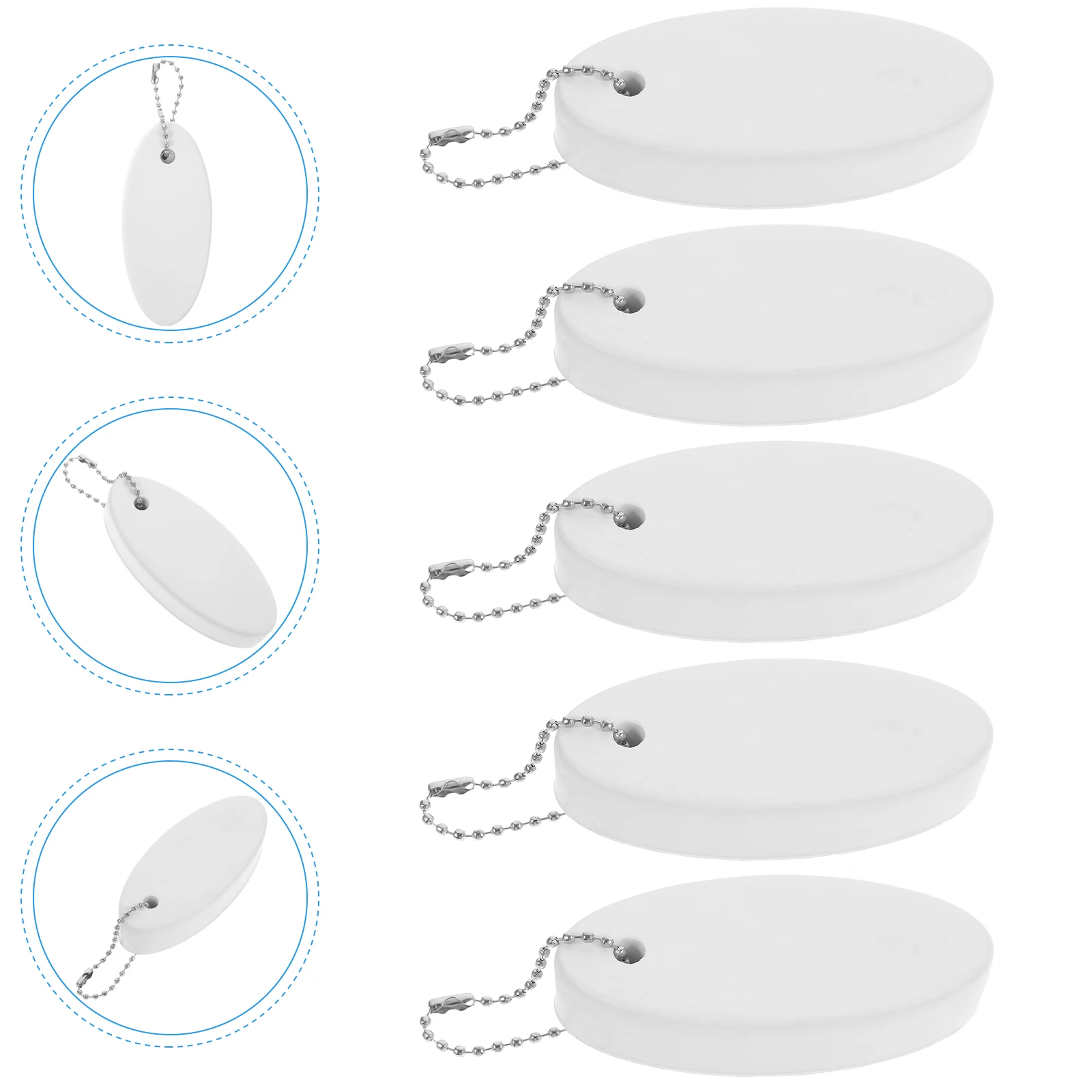 5 قطعة سلاسل المفاتيح العائمة اللون مشرق البيضاوي لوح التزلج تصميم بولي سبائك الألومنيوم دائم الرياضات المائية حلقات المفاتيح القوارب الصيد #4