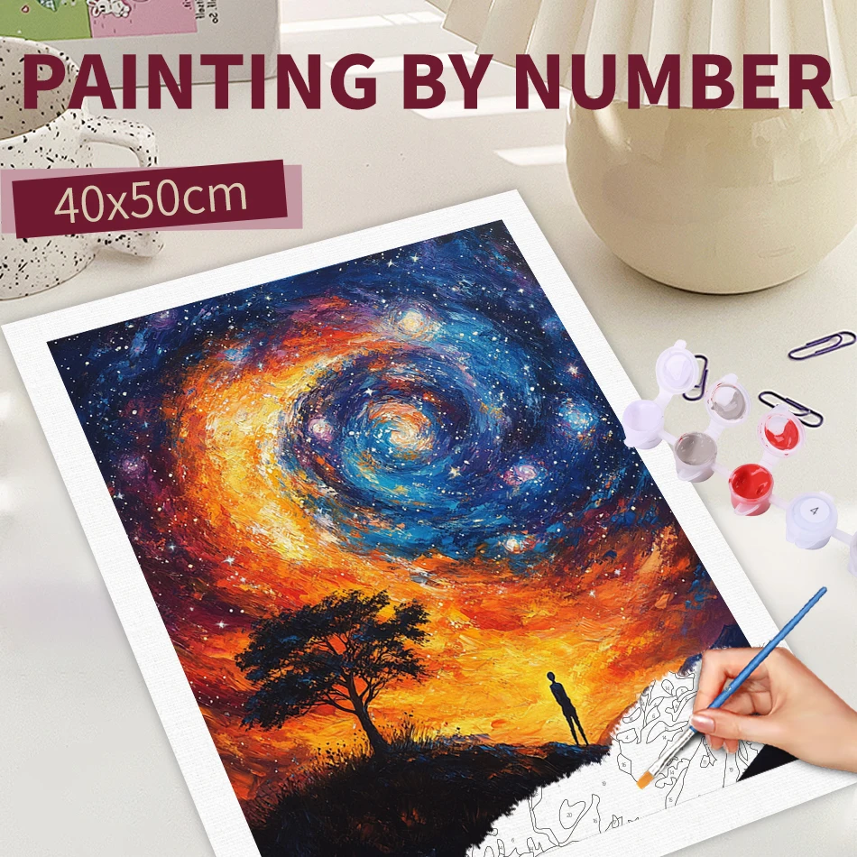 

RUOPOTY Frame Painting By Numbers For Adults Starter Kits Tree Landscape Diy Gift Paint With Numbers For Home Decors