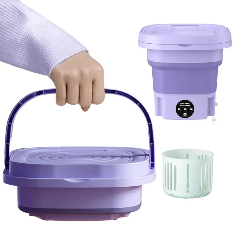 Portable Mini Washer 8L Portable Mini Socks Washer Machines Efficient Small Laundry Bucket Lazy Person Washer High Capacity Full