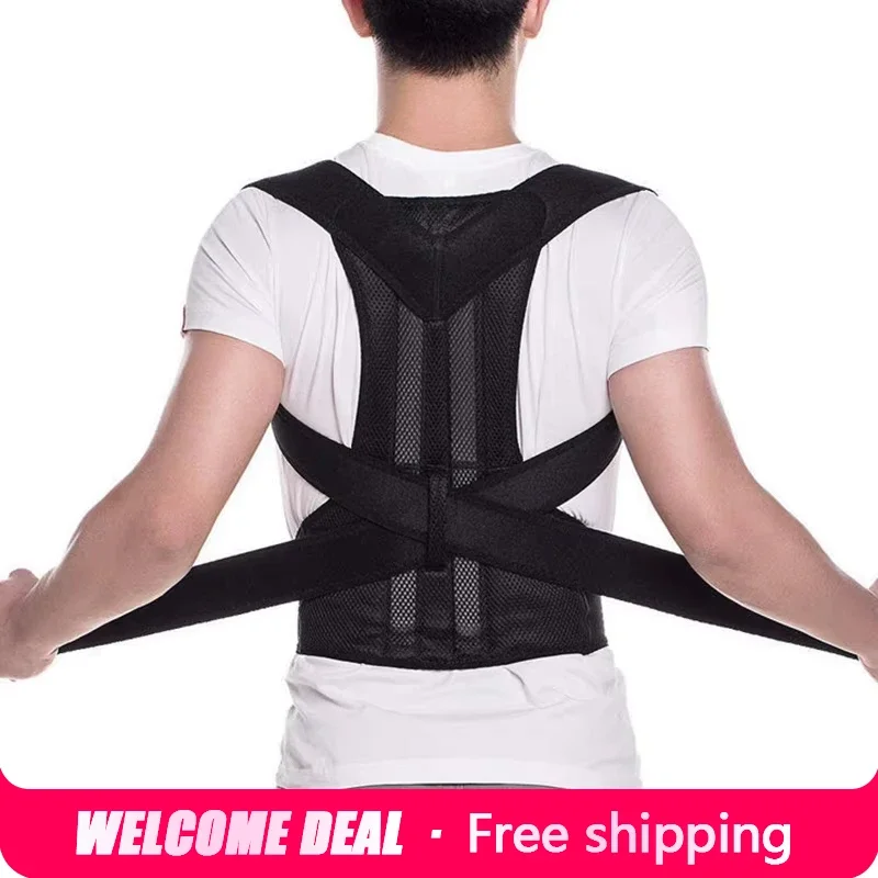 

Корректор осанки, корсет для спины, поддержка ключицы, регулируемый тренажер для спины, корректирующий пояс унисекс