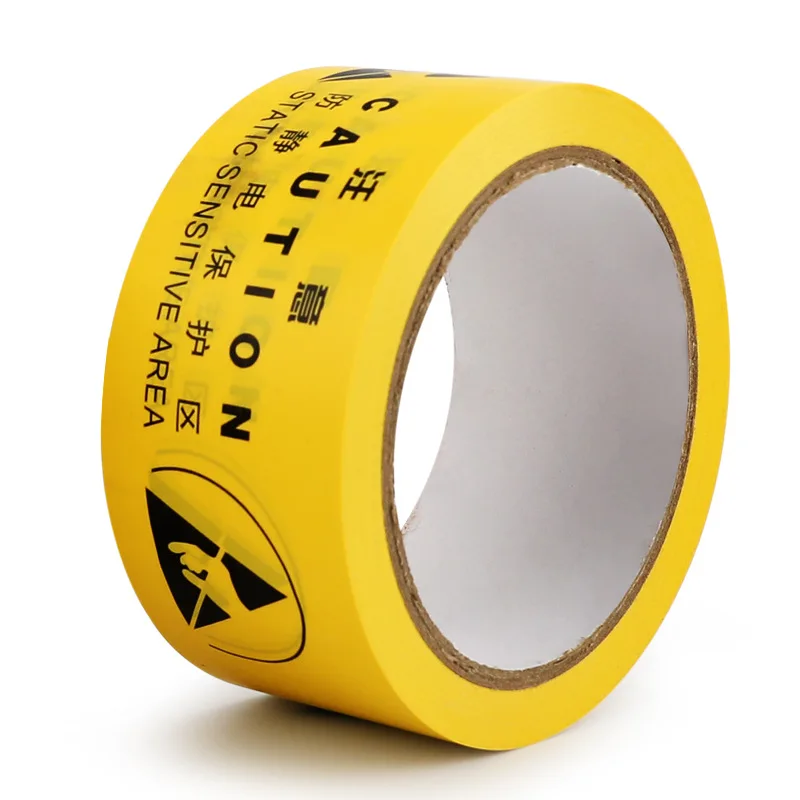 Customized Yellow Anti-Static Warning Tape with and English Labels, Protective Area PVC Floor Tape 4.8cm