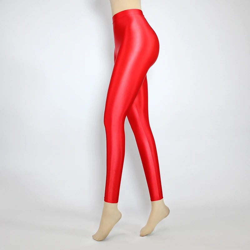 S-3XL new women's oily gloss tights tights tight wet look opaque sexy high-waisted nine-point pants smooth good elastic leggings