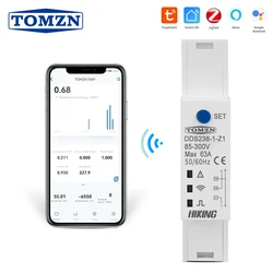 TOMZN Zigbee TUYA 18mm 63A WIFI smart Bidirectional Energy Meter timer Power Monitor kWh Meter with voltage current protection