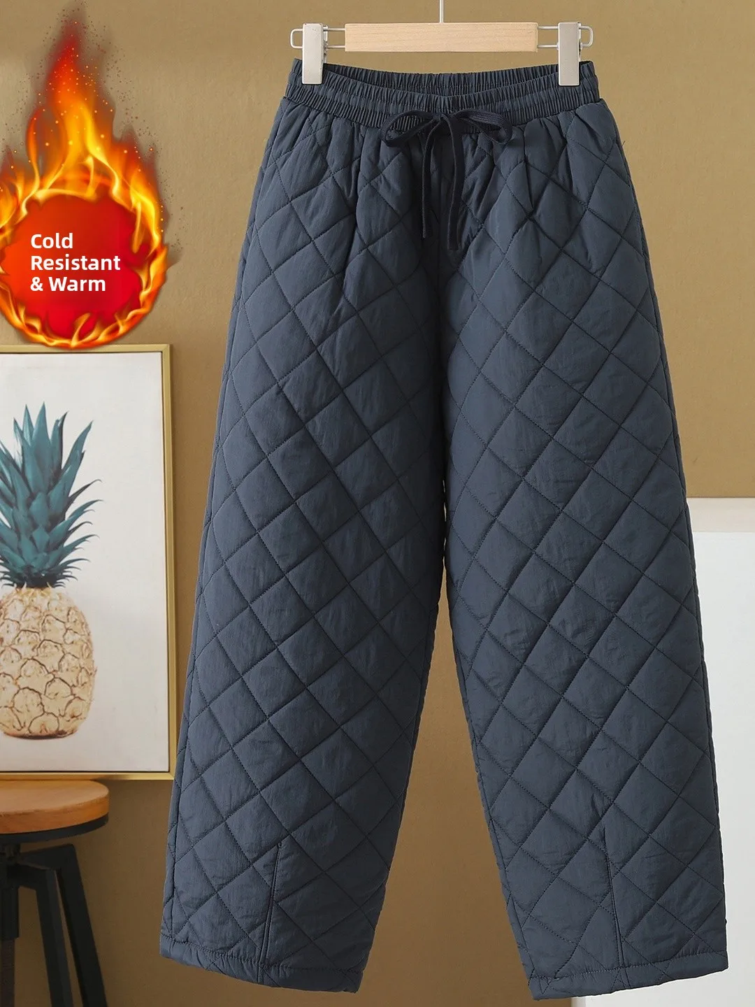 

Retro Thiened Cotton Pants Women Large Size Loose Cotton Harlan Pants Diamond id Nine Points Warm Winter Trousers