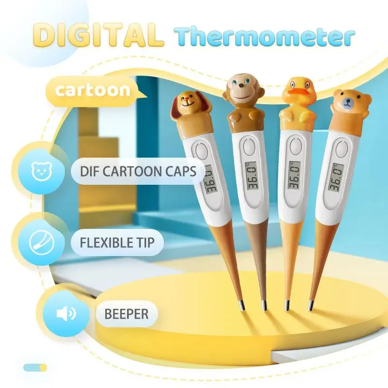 Monkey Dog Duck Bear Cartoon Digital Thermometer For Baby Kids Children High Accuracy Cute Appearance Oral Armpit Rectal