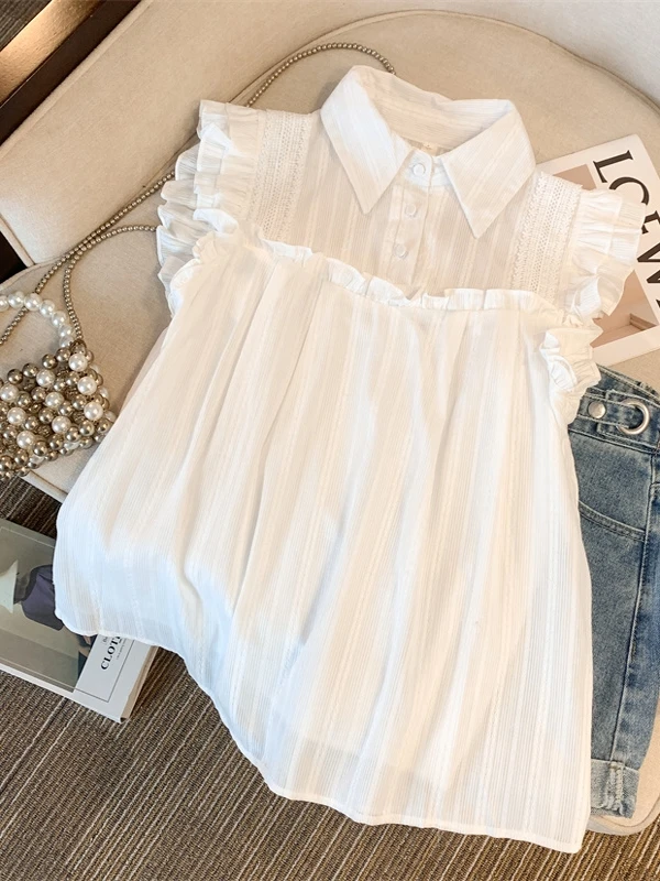 

Женская повседневная белая блузка Sweet Ele White с коротким рукавом, свободного кроя, в корейском стиле, с пуговицами