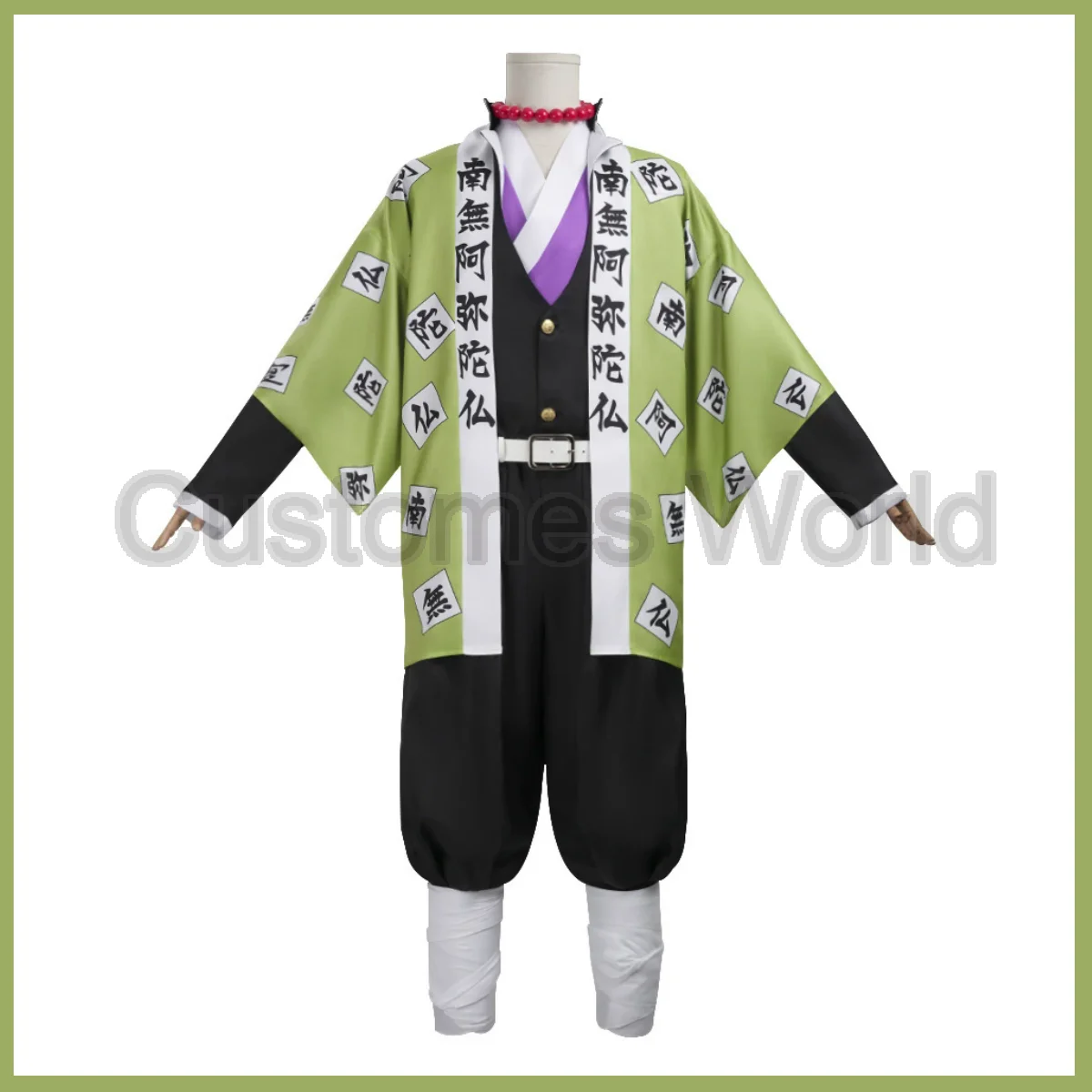 Anime Himejima Gyoumei Cosplay Costume Monk Printing Outer Drape Wig Team Uniform Bracelets Man Halloween Suit