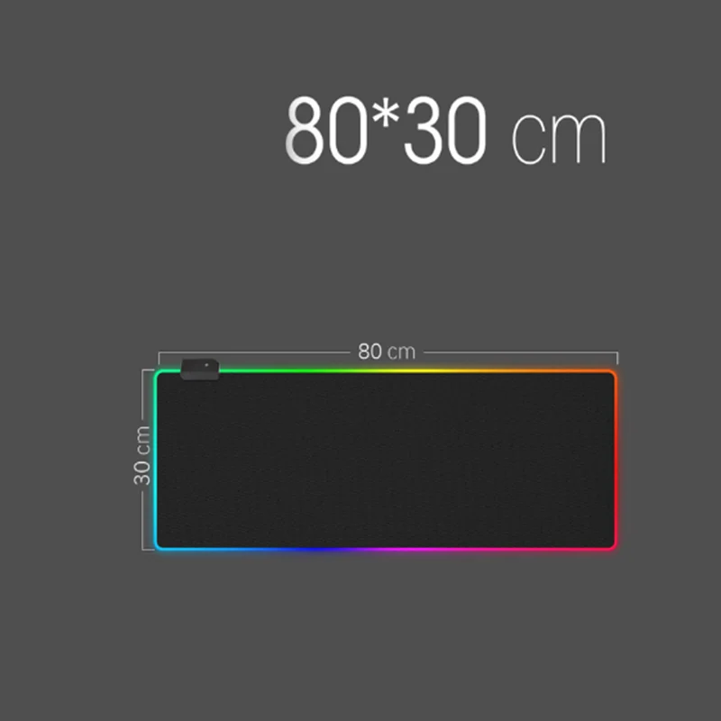 LED Light Mousepad RGB Keyboard Cover Desk-mat Colorful Surface Black Mouse Pad Waterproof Multi-size World Computer Gamer