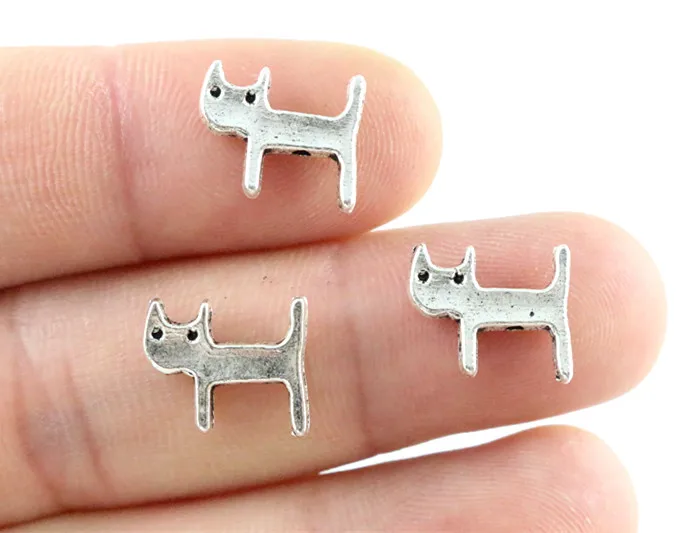 12x11mm 30pcs Antique Silver Plated Cute Cat Handmade Charms Pendant:DIY for bracelet necklace