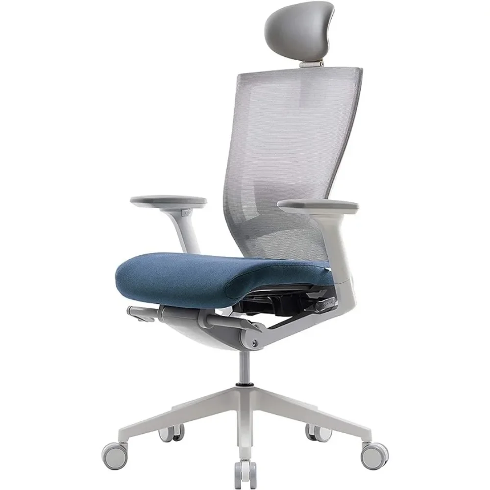 Ergonomic Office Chair High Performance Home Chair Adjustable Headrest,Lumbar Support,3D Armrest,Mesh Back Computer Chair Blue