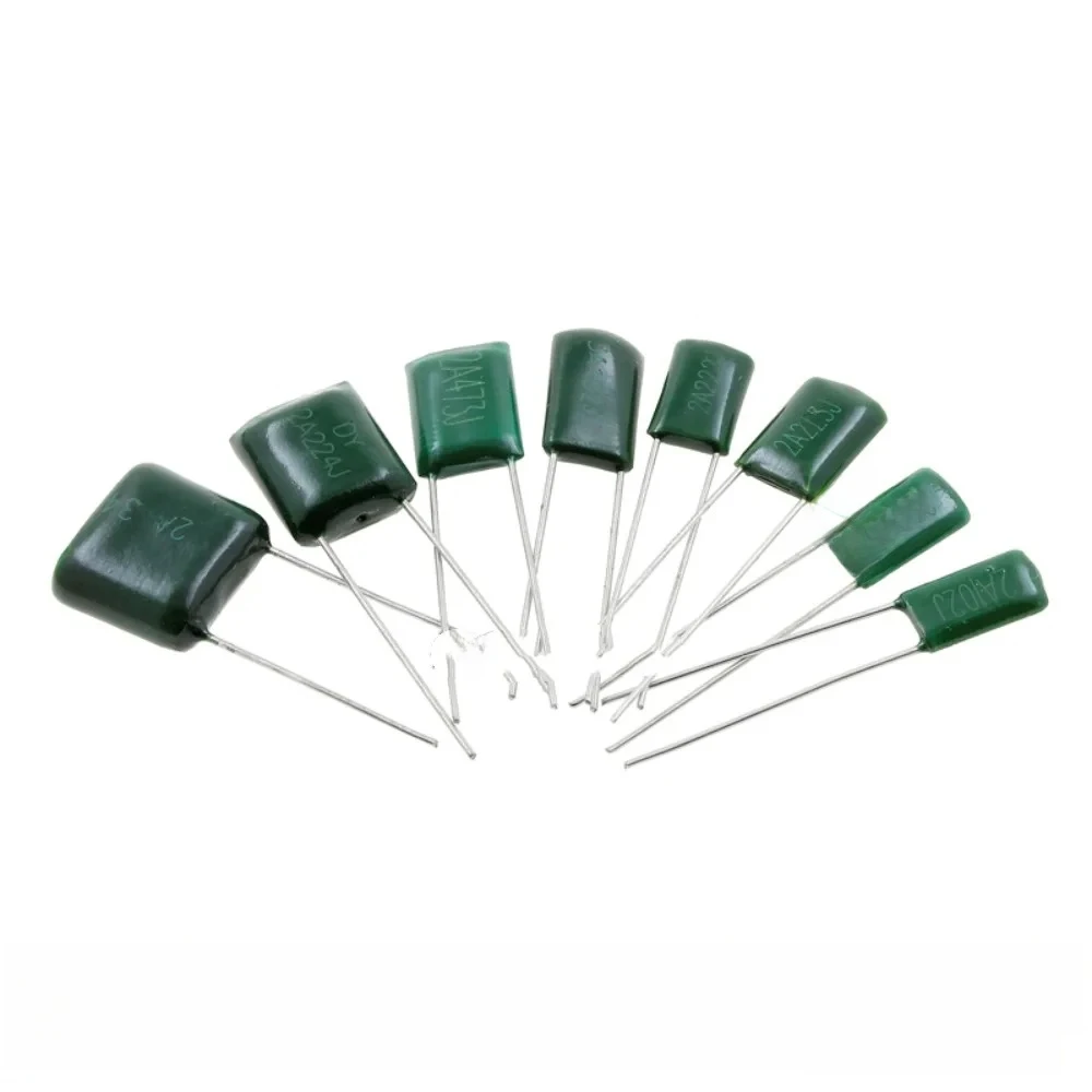 20pcs/lot Polyester Capacitor 2a104j 100v 300/473pf 1/3.3/8.2/47/56/68nf 0.047/0.1uf Pitch 5mm 5% 2a103j 2a473j 223j 823j