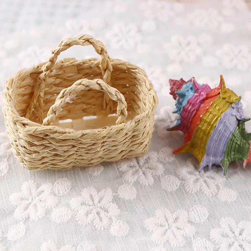 1/12 Dollhouse Miniature Rattan Weave Vegetable Food Storage Basket