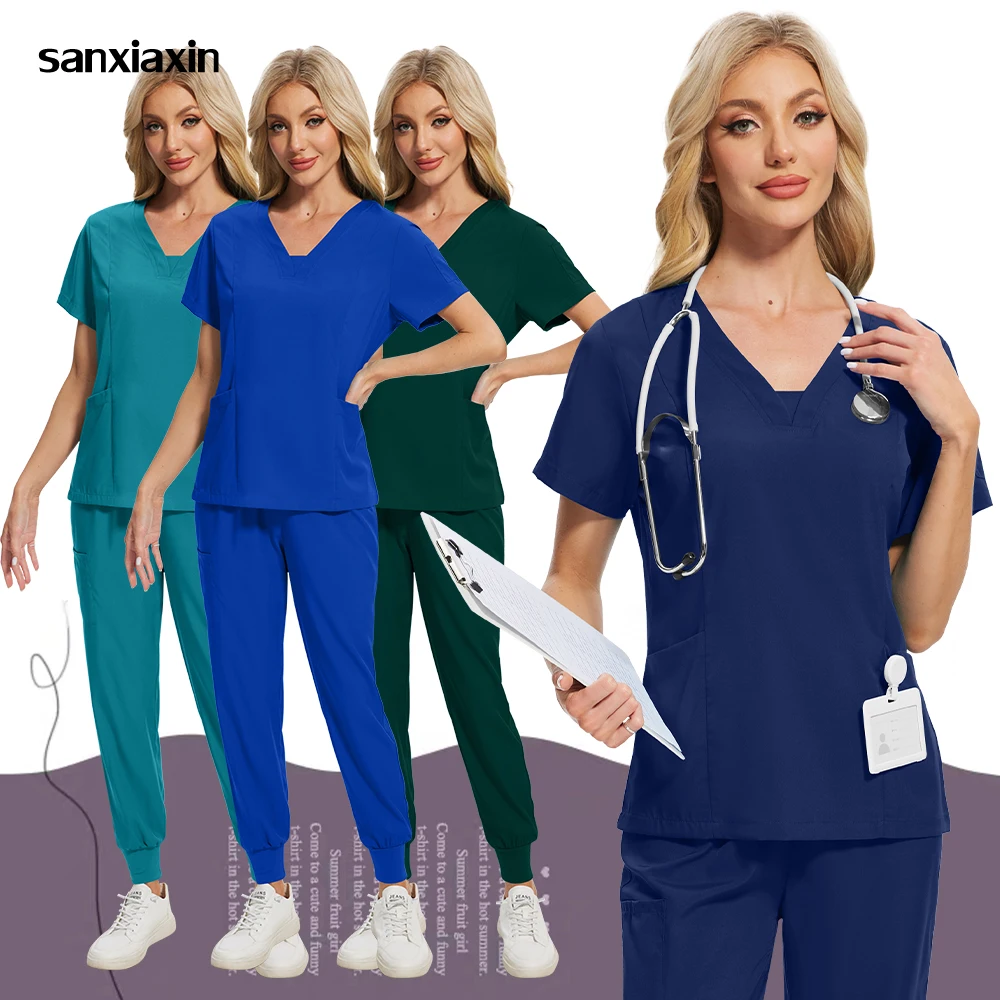 

Doctor Nursing Clinical Suit Surgical Uniforms Woman Medical Scrubs Set Beauty Salon Spa Workwear Nurse Clinical Work Top Pants