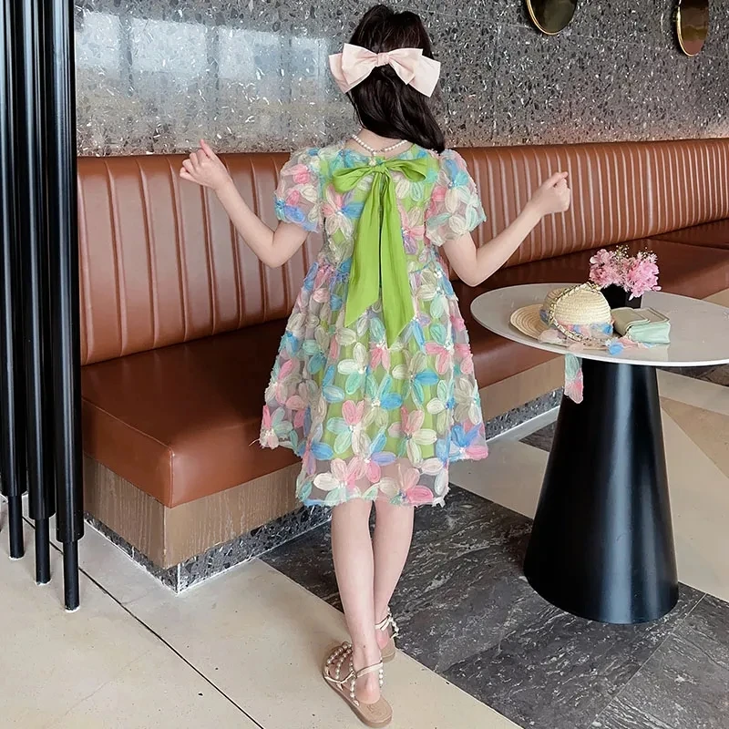 1-13 Years Kids Summer Dresses for Girls Cute Flower Short Sleeve Dress Toddler Children Outfits Clothing Princess Dress 4 5 6 7