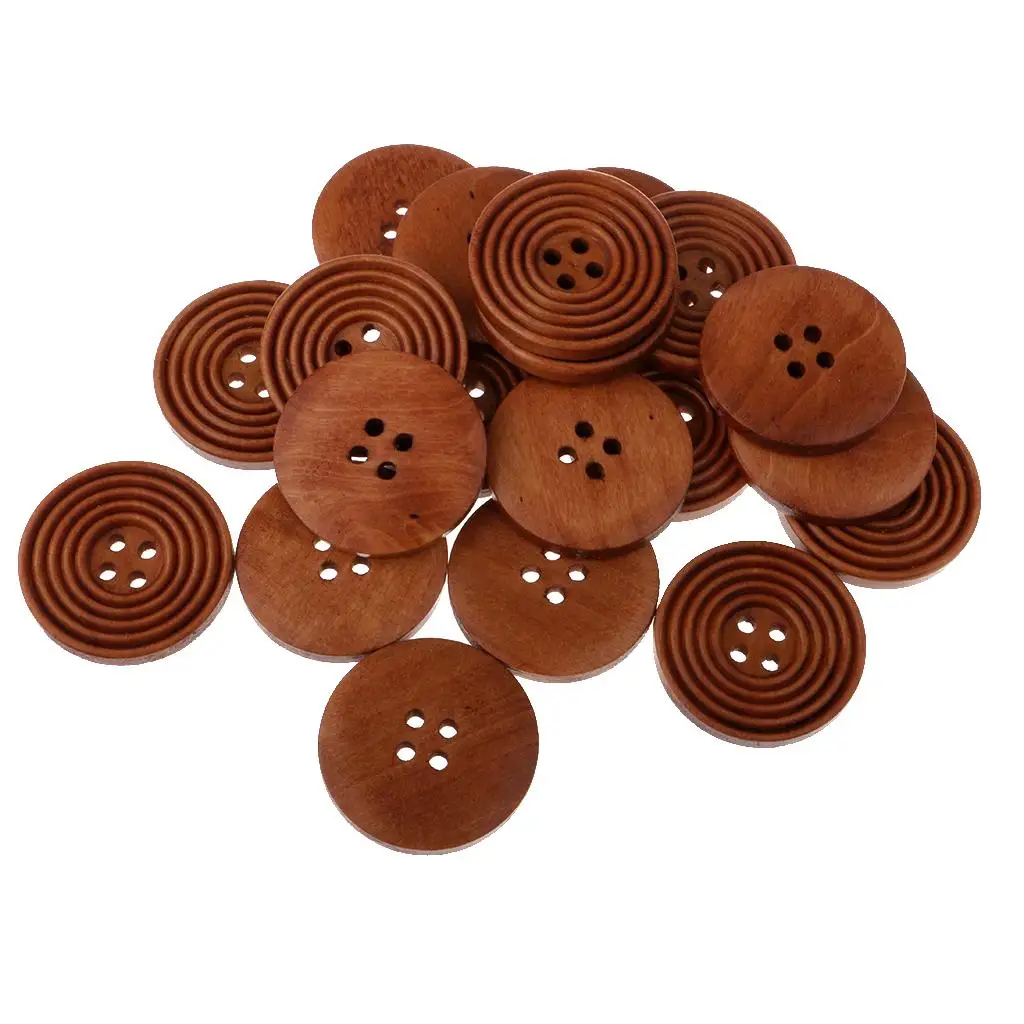 Pack of 20 Natural Wooden Buttons Craft Buttons 2 Holes Buttons