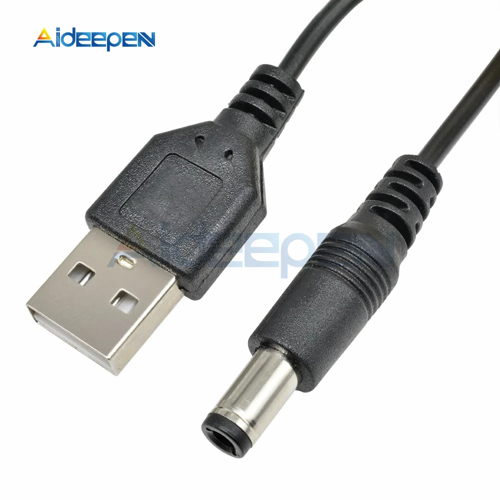 80CM USB Port To 5.5mm x 2.1mm 5.5X2.1 USB to Power Connector Adapter Cable Black For LED / Electronic Goods