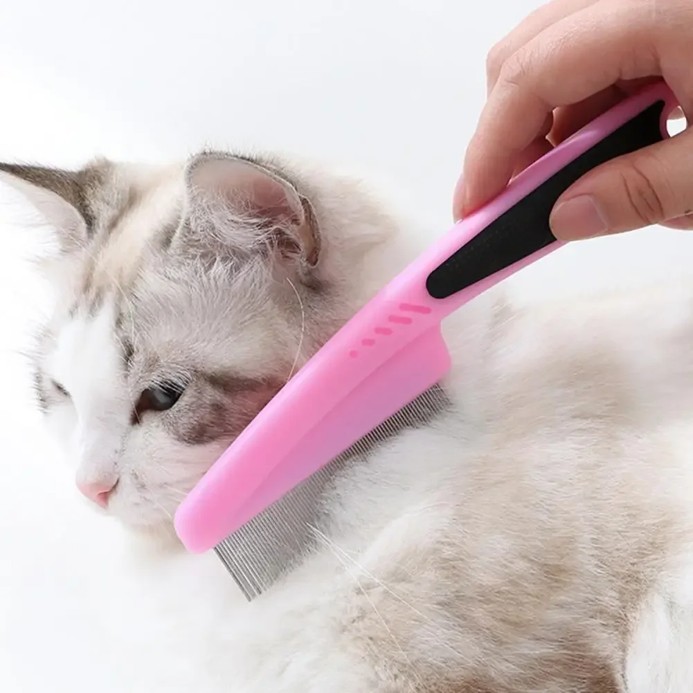 Pet Grooming Comb Durable Long-handled Pet Flea Comb for Dog Cat Grooming Easy Flea Removal Tooth Care Supplies