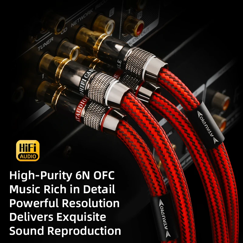 Kabel audio HIFI RCA 6N OFC męski-męski, wysokiej jakości kabel połączeniowy 2RCA do 2RCA do wzmacniacza, telewizora, DAC — zdjęcie produktu 6